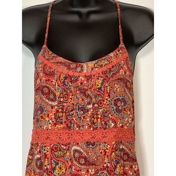 Abercrombie Fitch Women's Paisley Sleeveless Tiered Racerback Mini Dress Small - Picture 3 of 9